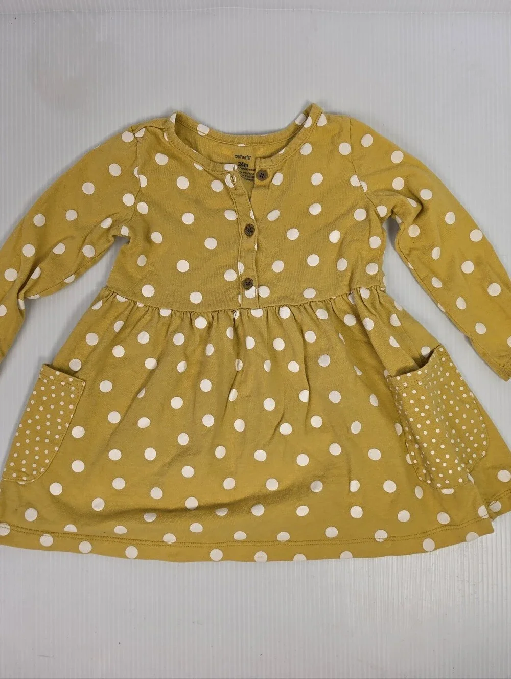 Carter's Yellow Polka Dot Button-Up Dress